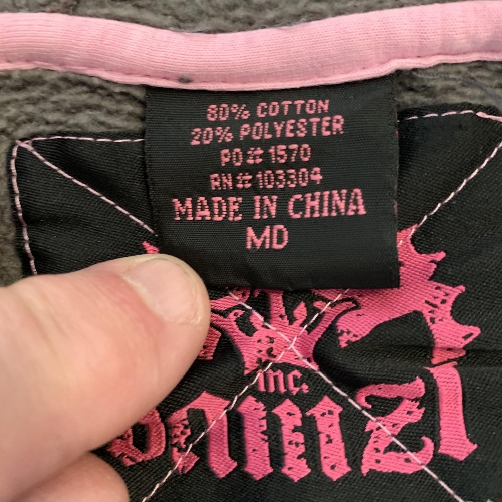 Damzl Hoodie Womens Medium Brown Pink Full Zip Feminize The Machine Graphic - Picture 4 of 9